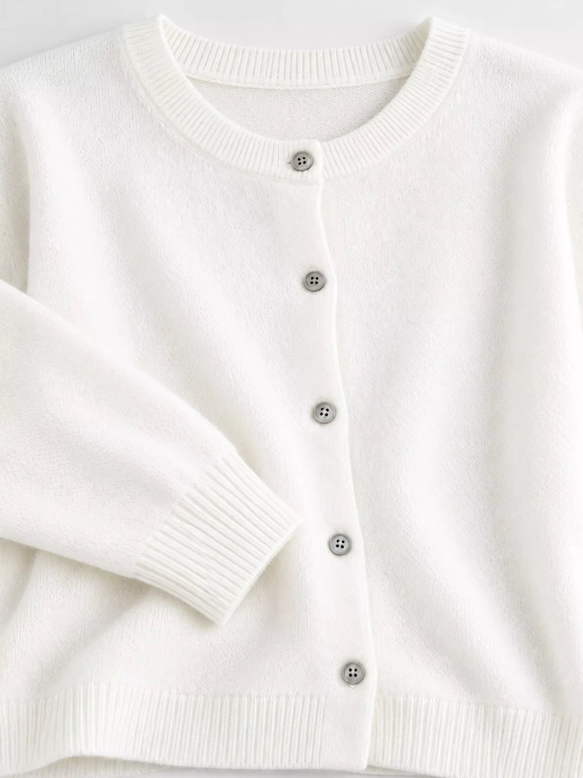 Crew Neck Button-Down Cardigan