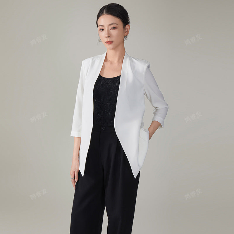 Elegant And Versatile Three-quarter-sleeve Womens Blazer