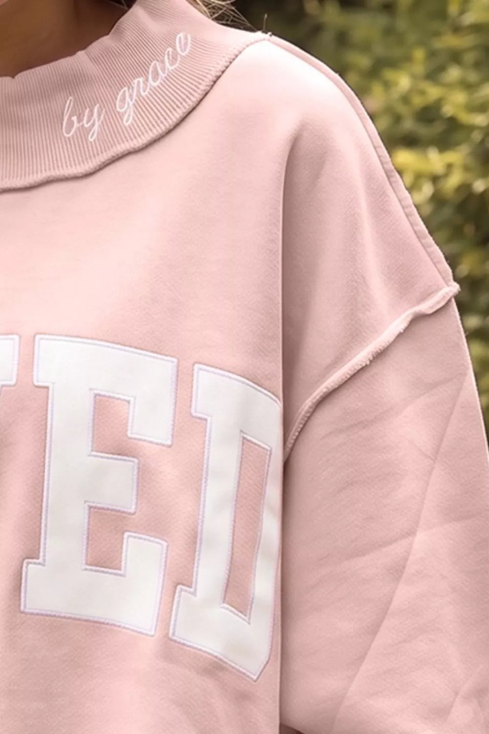 SAVED Graphic Sweatshirt with Raw Edge Detail