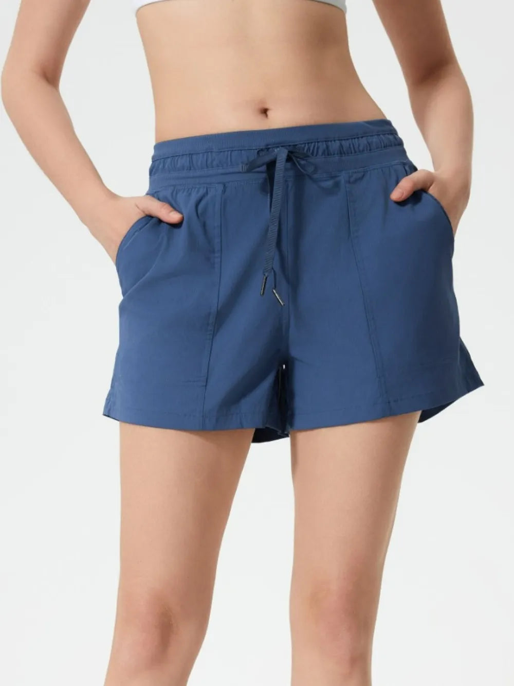 Drawstring Active Shorts with Pockets