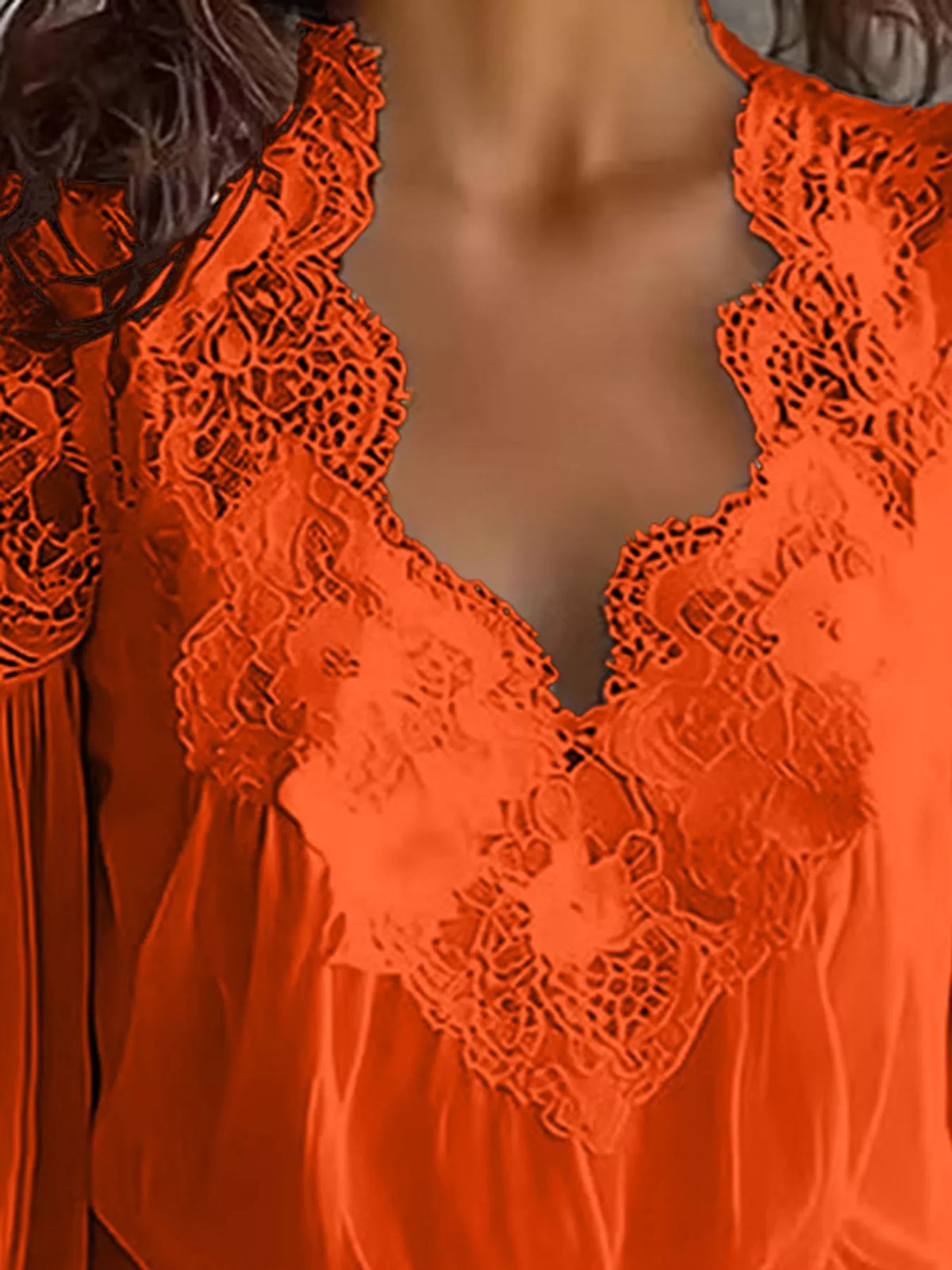 Full Size Lace V-Neck Flounce Sleeve Blouse Plus Size