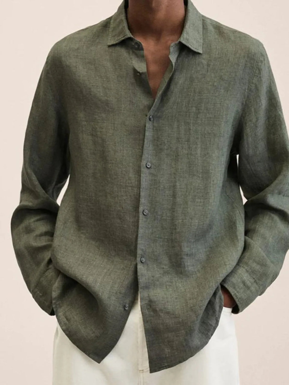Men's Full Size Button-Down Long Sleeve Shirt Plus Size