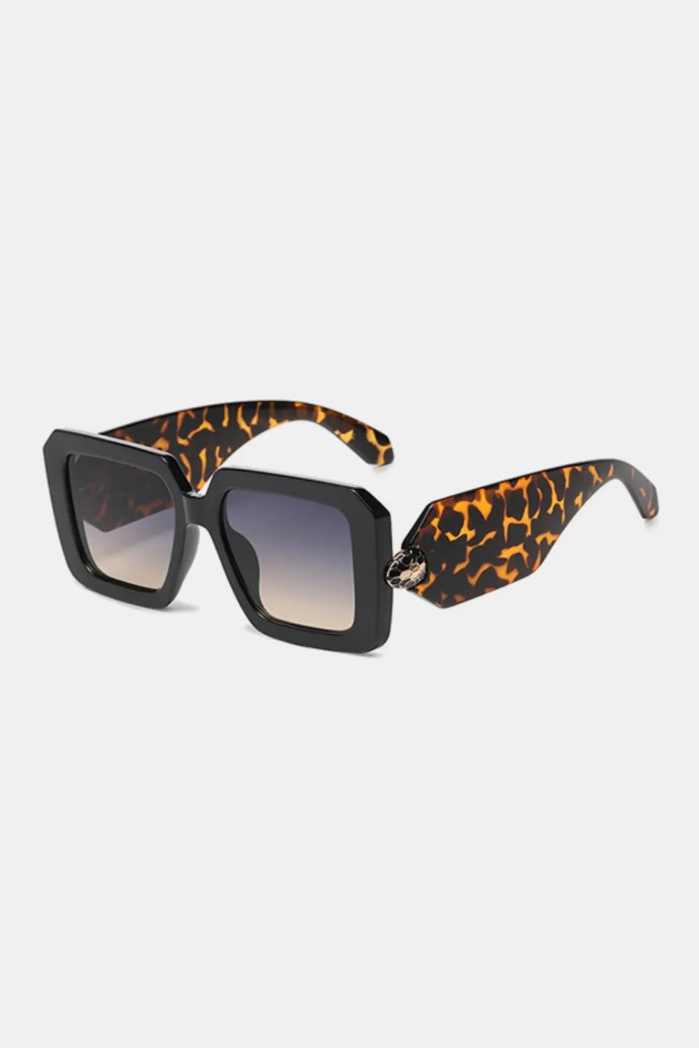 Square Frame Gradient Lens Sunglasses in Animal Print