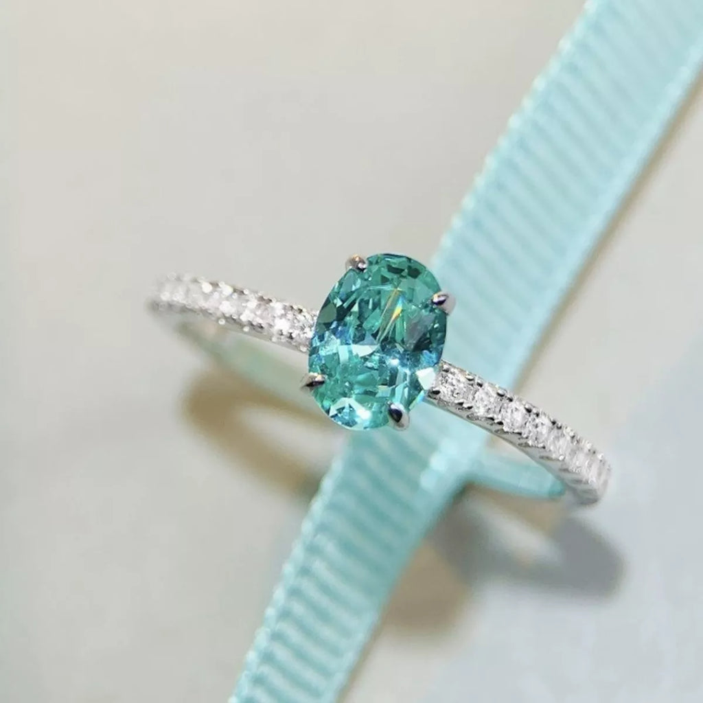 925 Sterling Silver Zircon Oval Ring