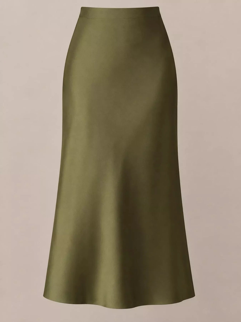 High-Waisted Satin Midi Skirt