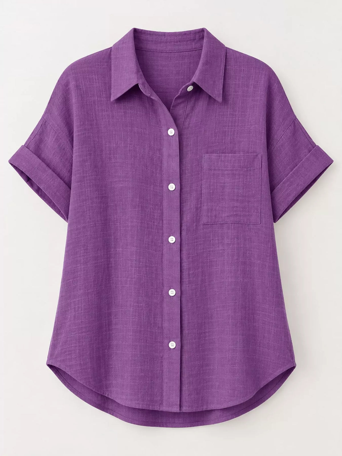 Full Size Button Up Short Sleeve Shirt Plus Size