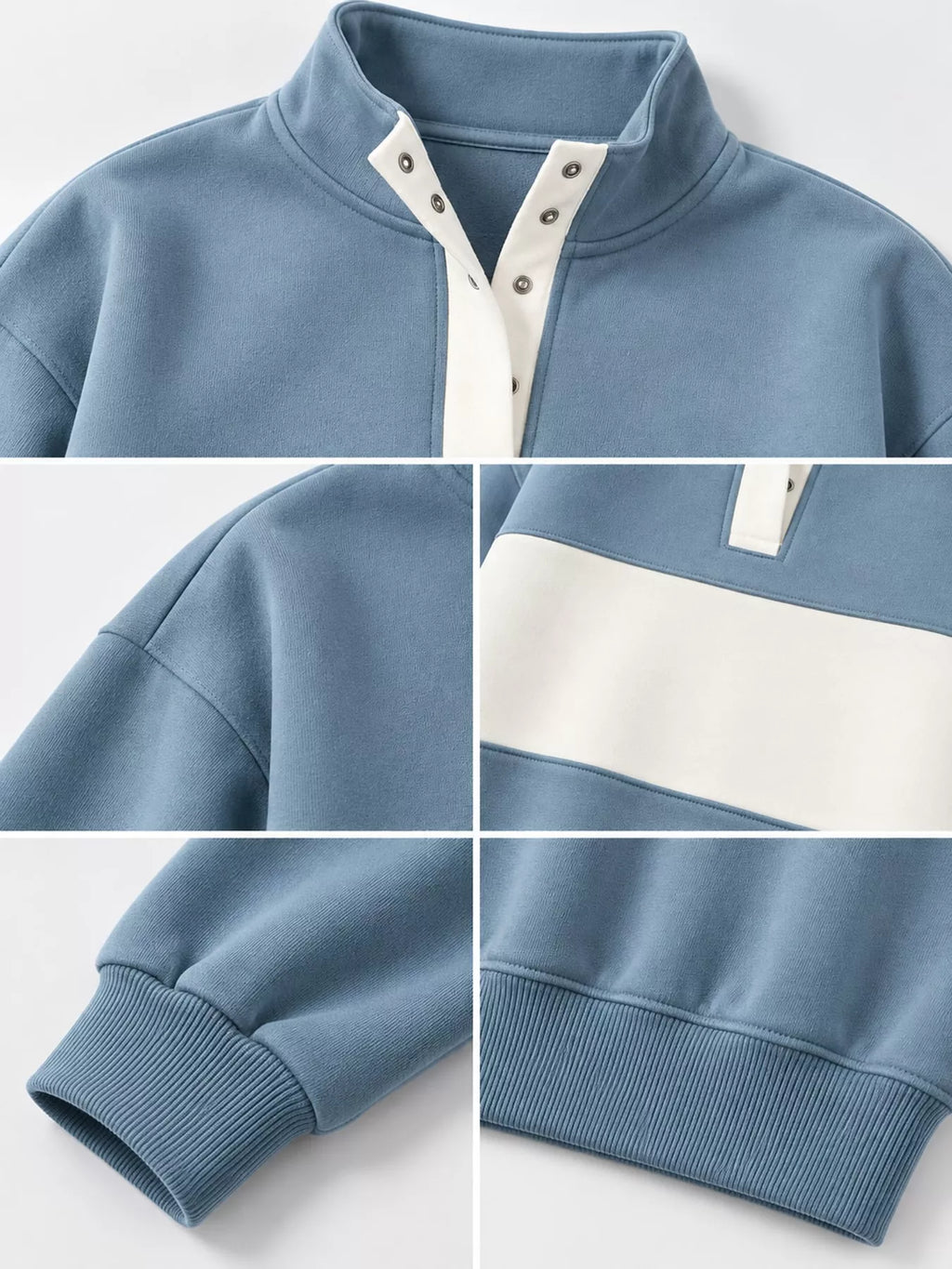 Full Size Color Block Snap-Button Sweatshirt Plus Size