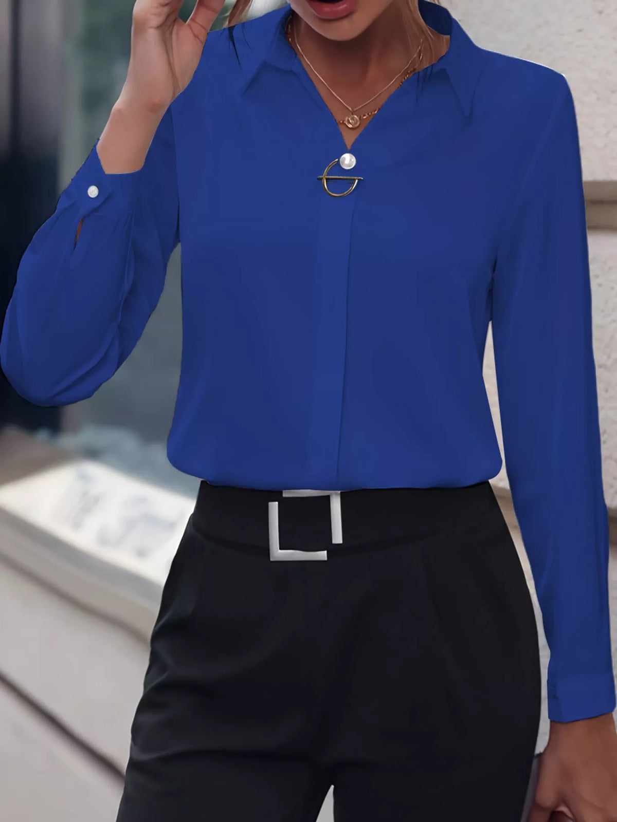 Long Sleeve Satin Blouse