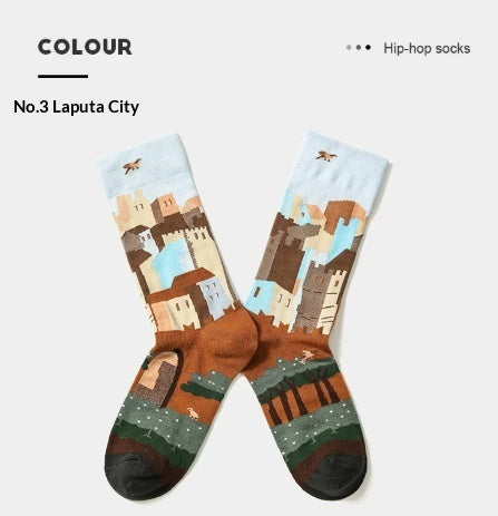 French Creative Socks Illustration Art Socks For Men And Women Couples