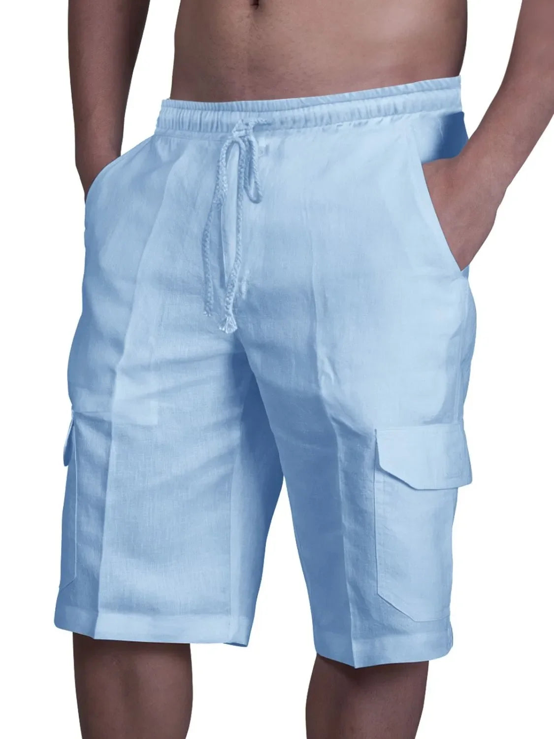 Men's Plus Size Drawstring Pocketed Shorts