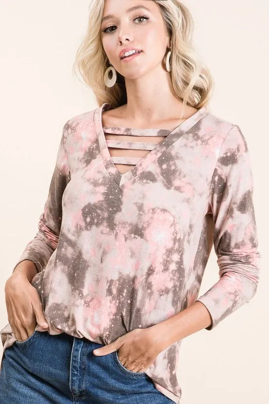 Tie Dye French Terry V-neck Top