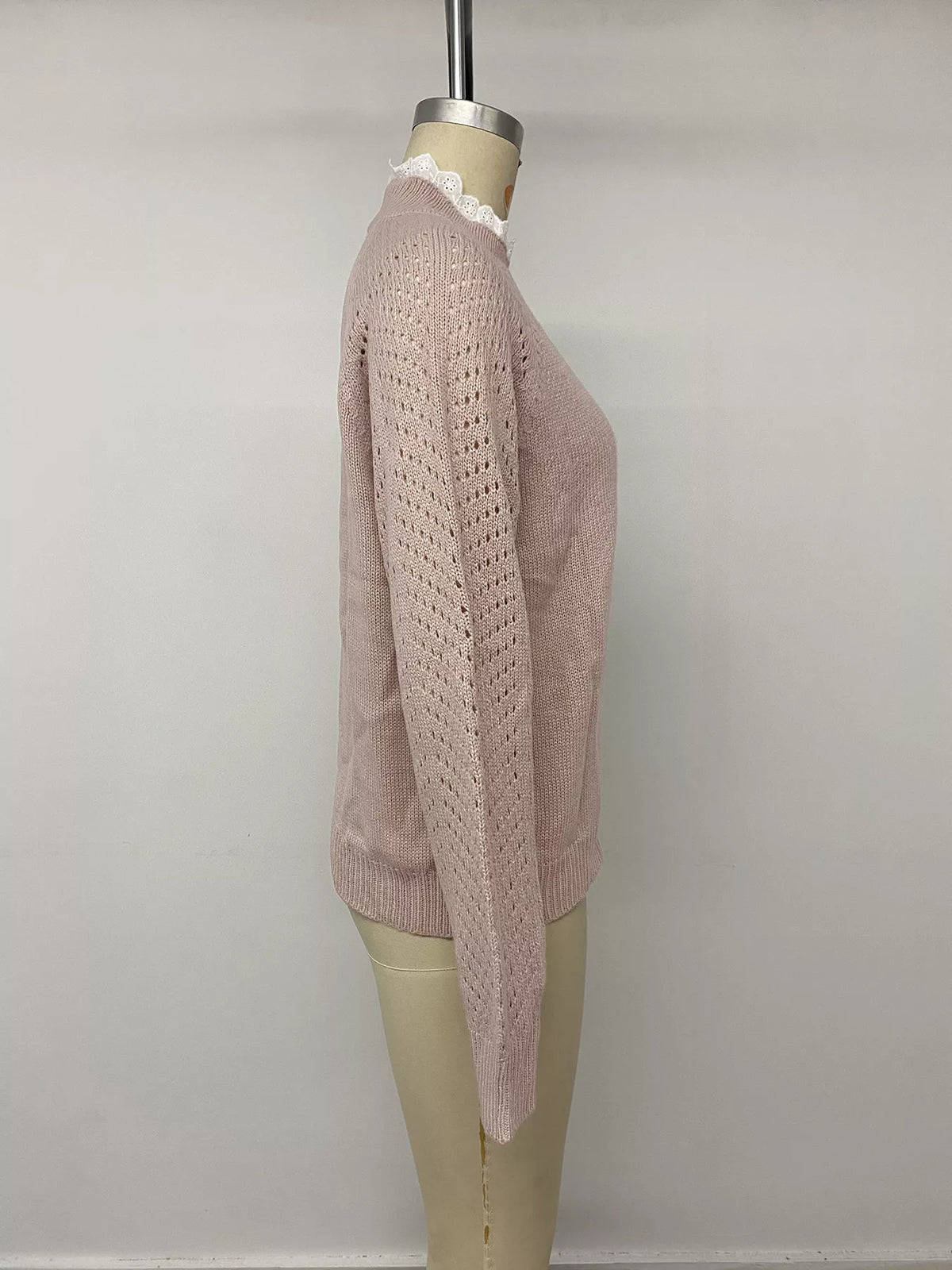 Openwork Mock Neck Sweater