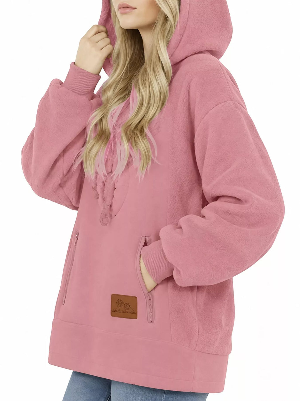Full Size Fleece Pet-Carrying Hoodie with Cat Pouch Plus Size