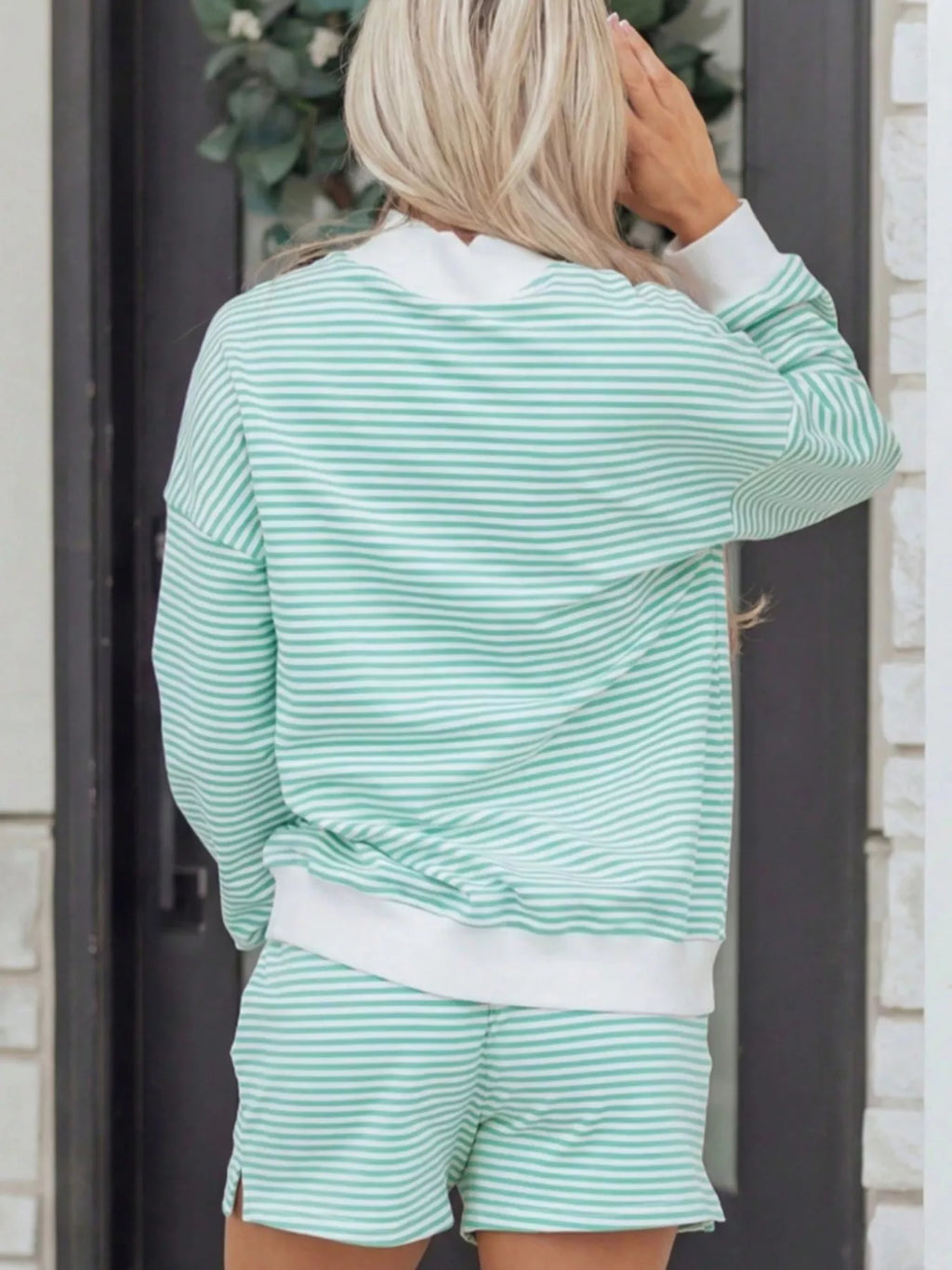Striped Oversized Sweatshirt and Shorts Set