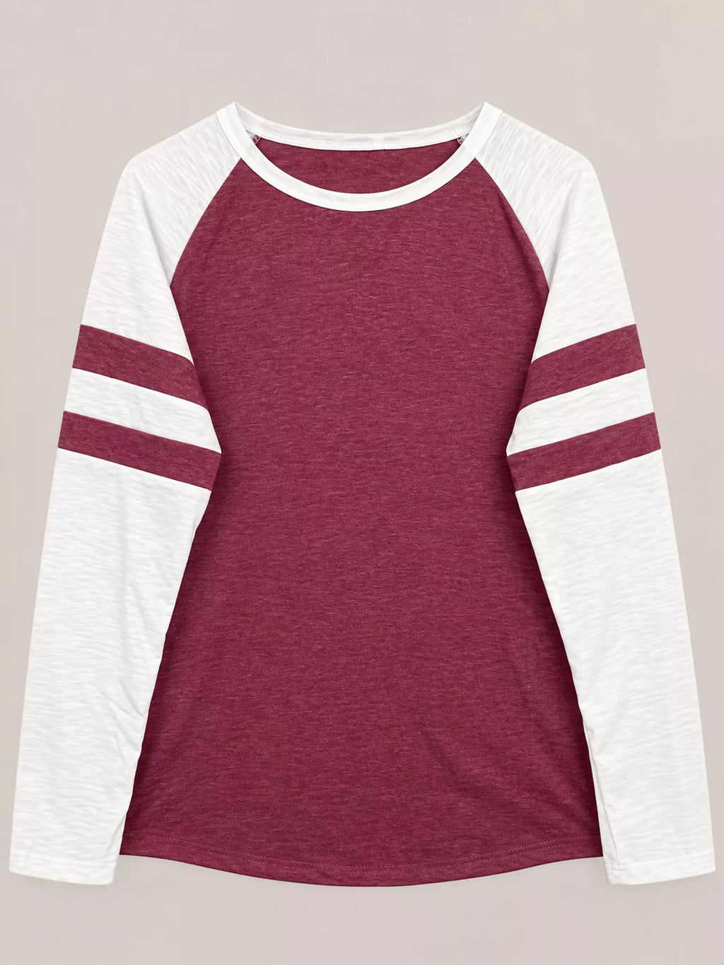 Full Size Color-Block Raglan Sleeve Striped T-Shirt Plus Size