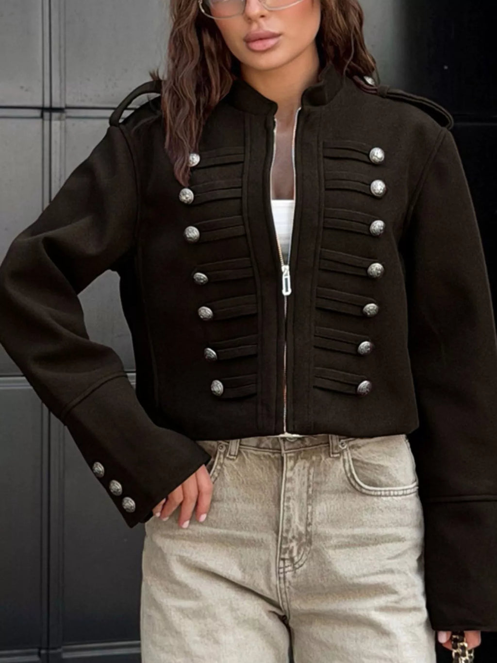 Zip Up Cropped Jacket