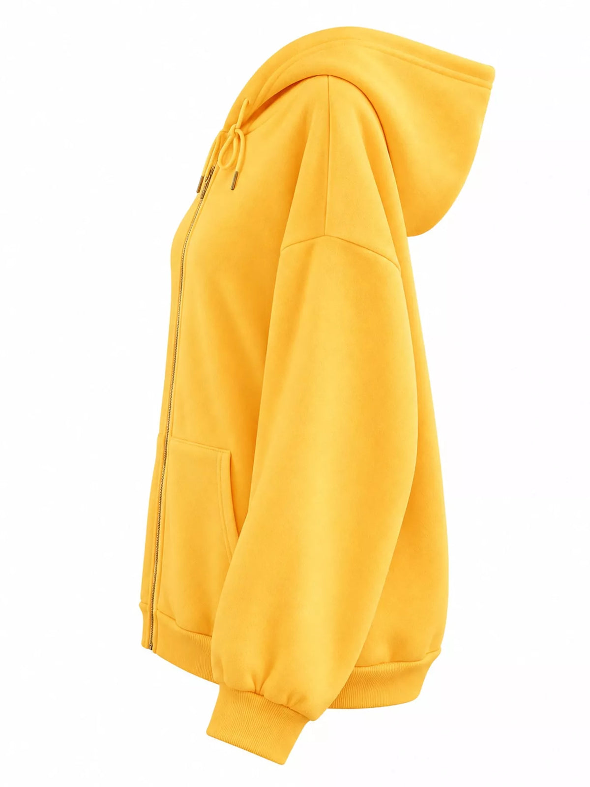 Full Size Oversized Solid Zip-Up Hoodie with Drawstring Plus Size