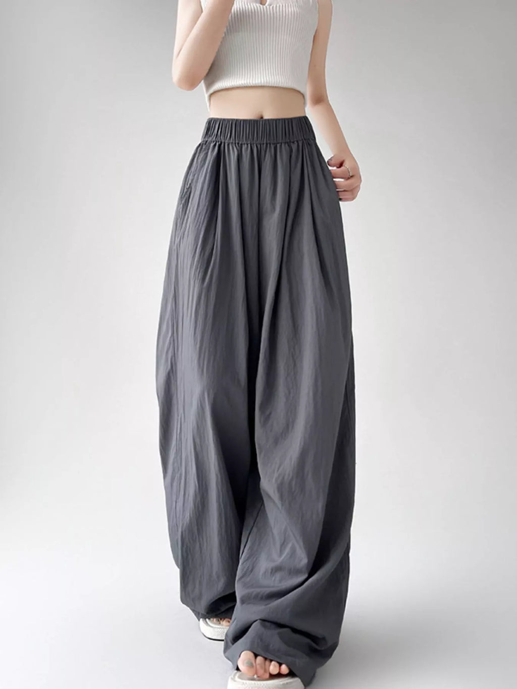 High-Waisted Loose Fit Wide-Leg Casual Pants