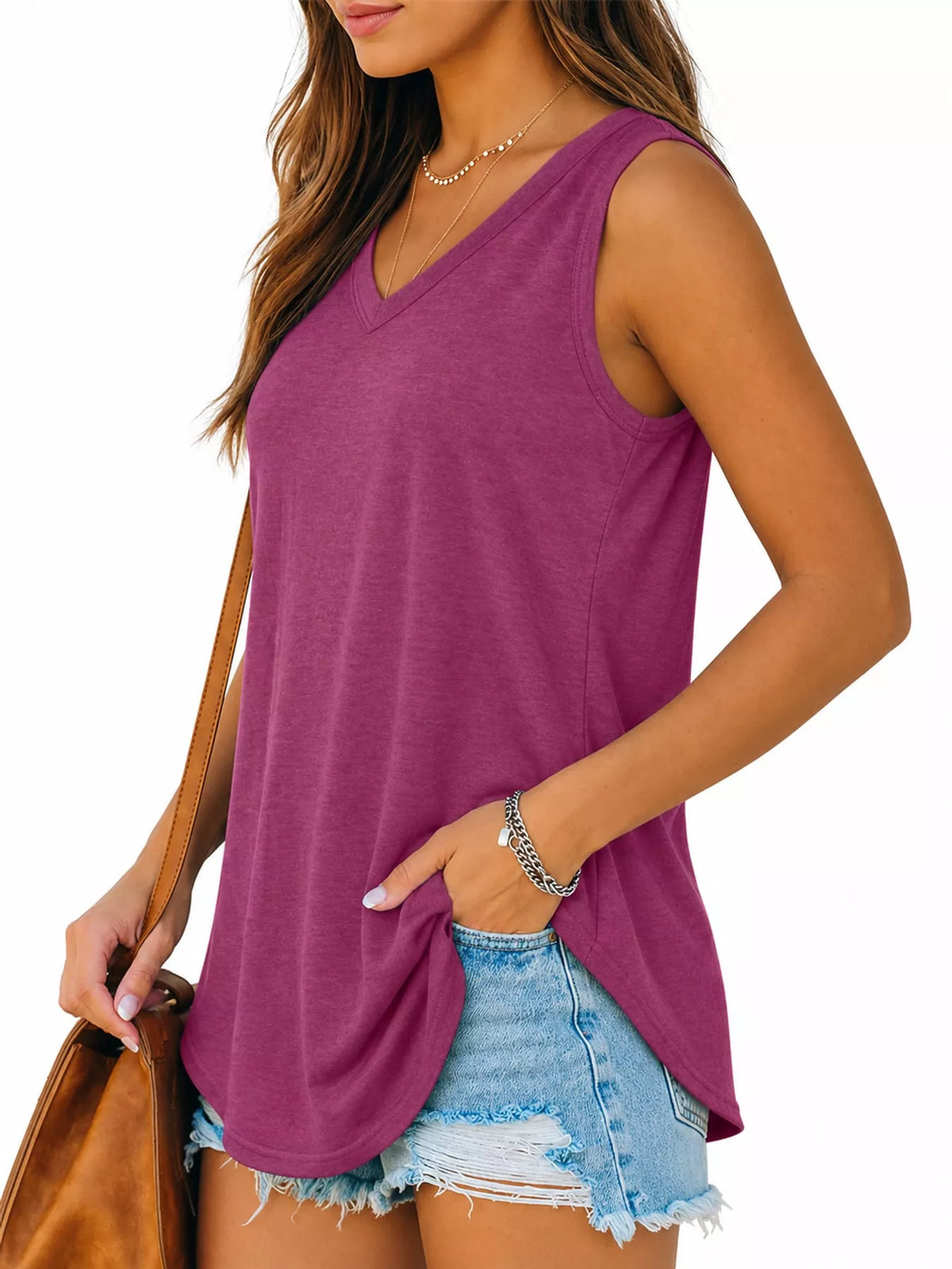 V-Neck Casual Loose Fit Tank Top