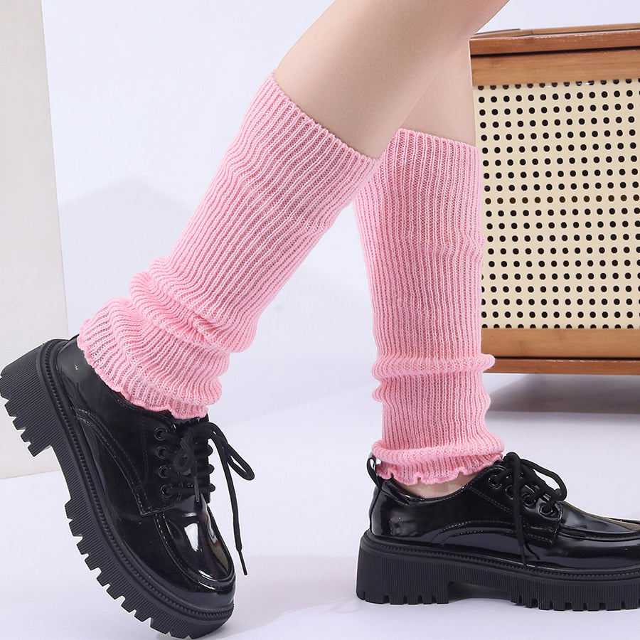 Winter Fashion Ribbed Knitted Hot Sale Harajuku Neon Long Socks Winter Boot Gaiters Clubwear Women Girls Japanese Lolita Leg Warmer