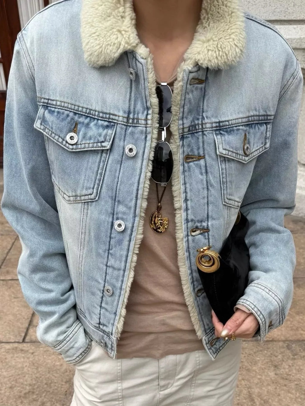 Sherpa-Lined Denim Jacket