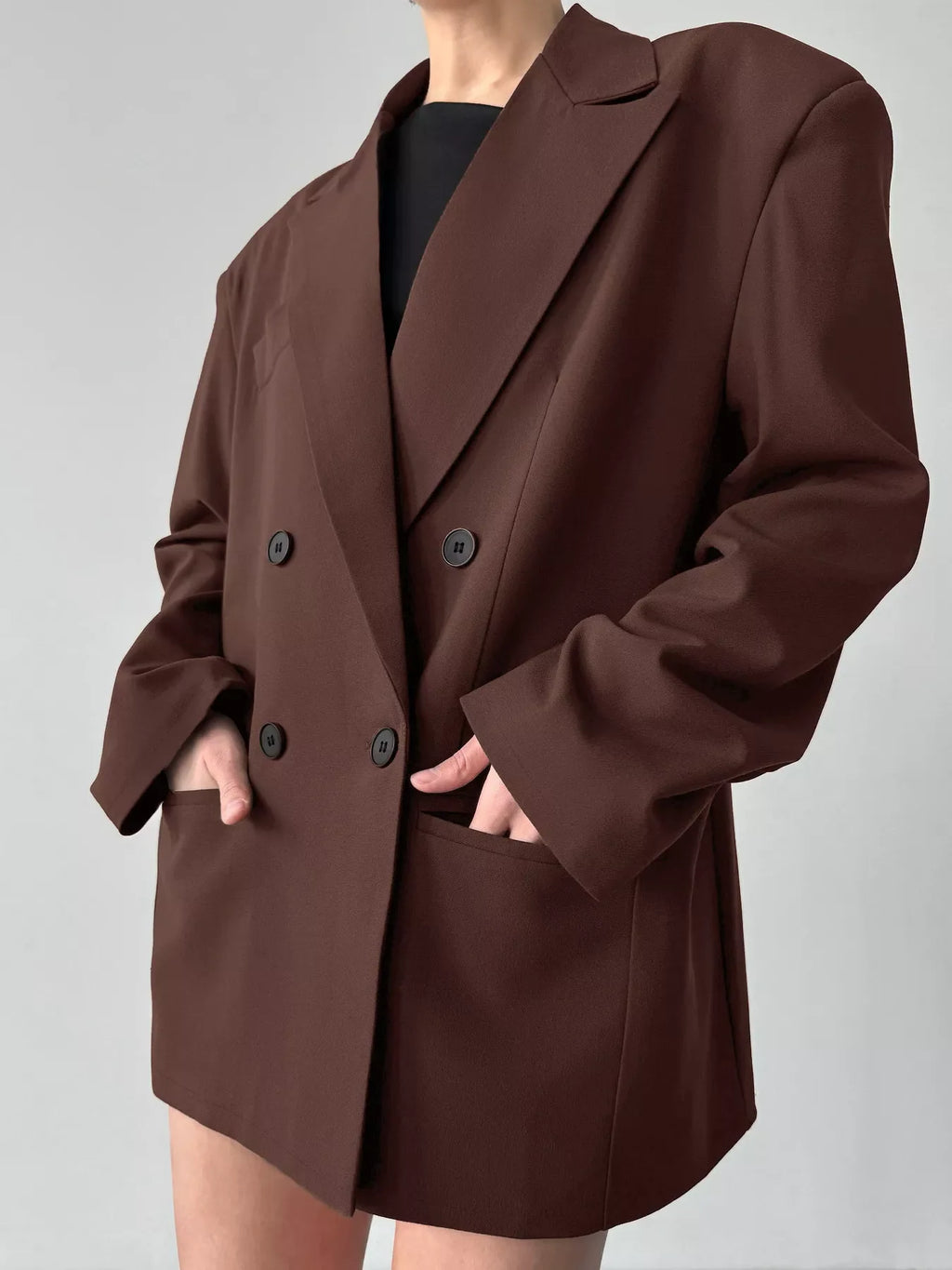 Double-Breasted Lapel Collar Blazer