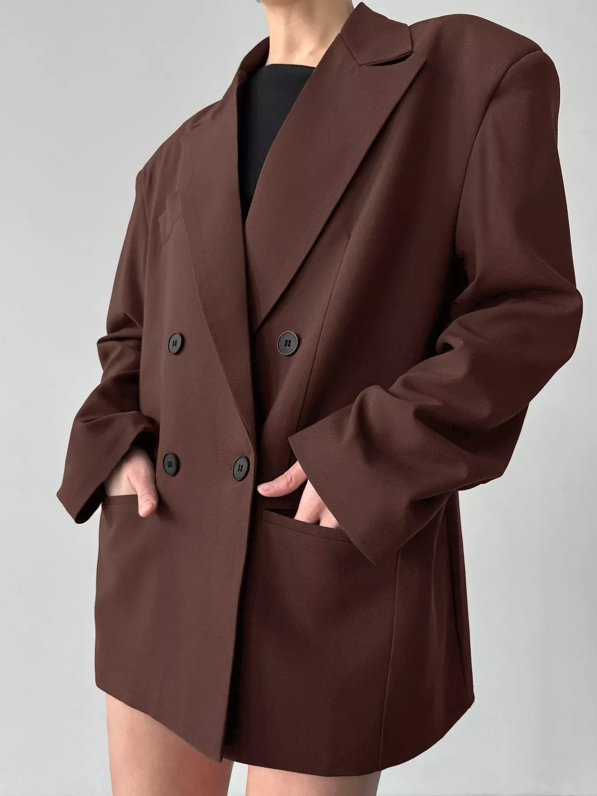 Double-Breasted Lapel Collar Blazer