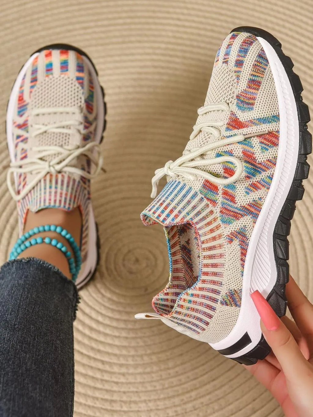 Mesh Knit Lace Up Athletic