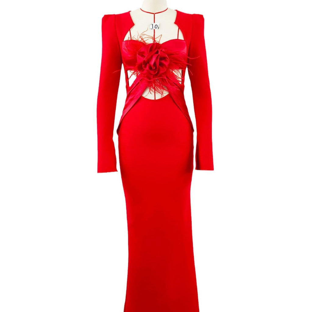 European And American Christmas Autumn And Winter Clothing Strong Evening Wear Bandage One-piece Dress