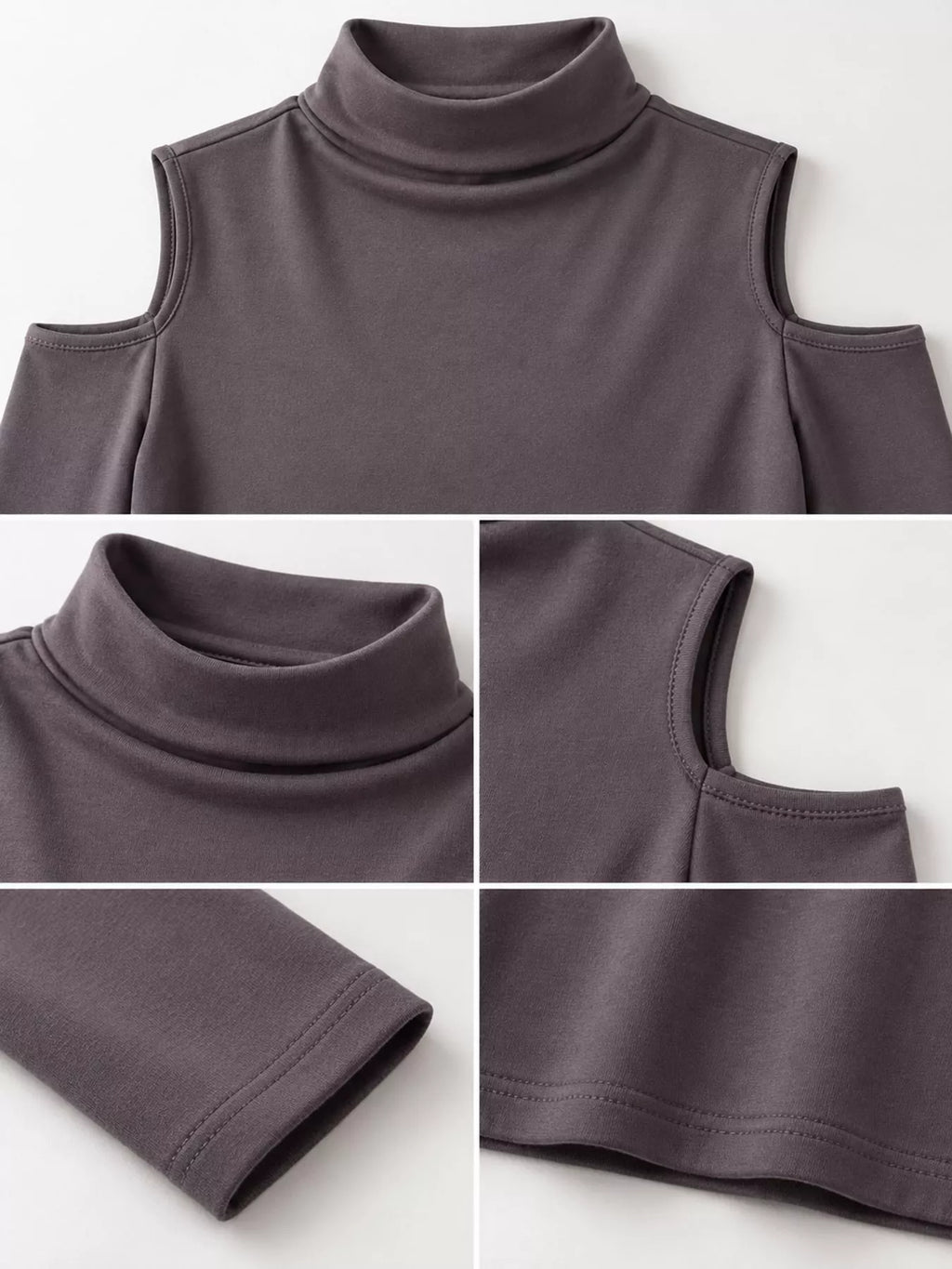 Mock Neck Cold-Shoulder Slim-Fit T-Shirt