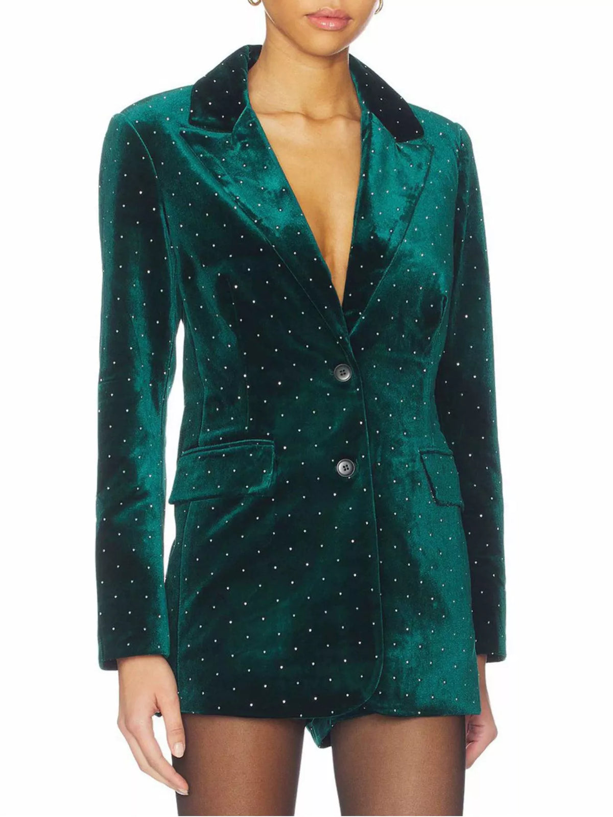 Rhinestone Embellished Single-Breasted Blazer