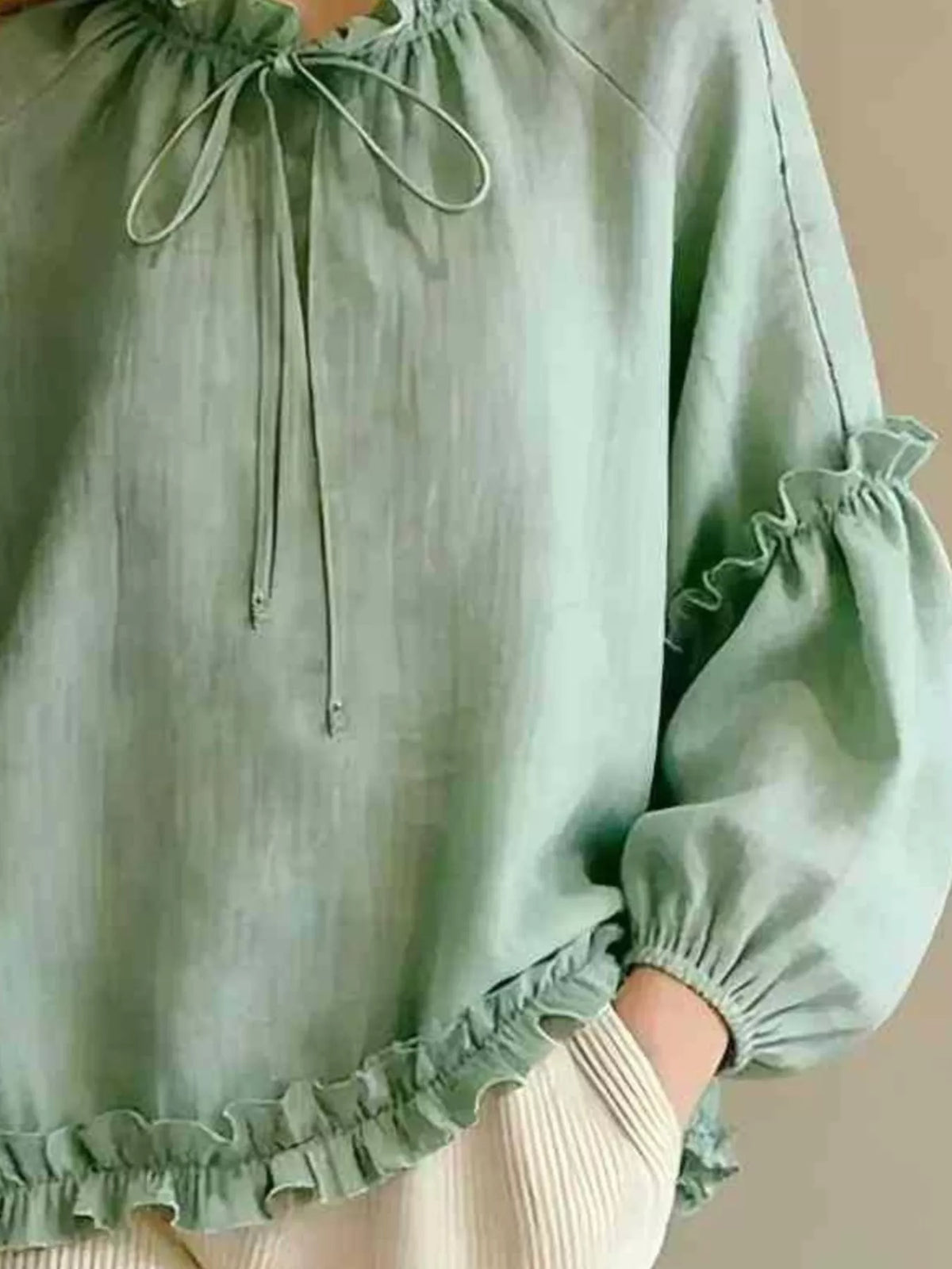 Frill Balloon Sleeve Blouse