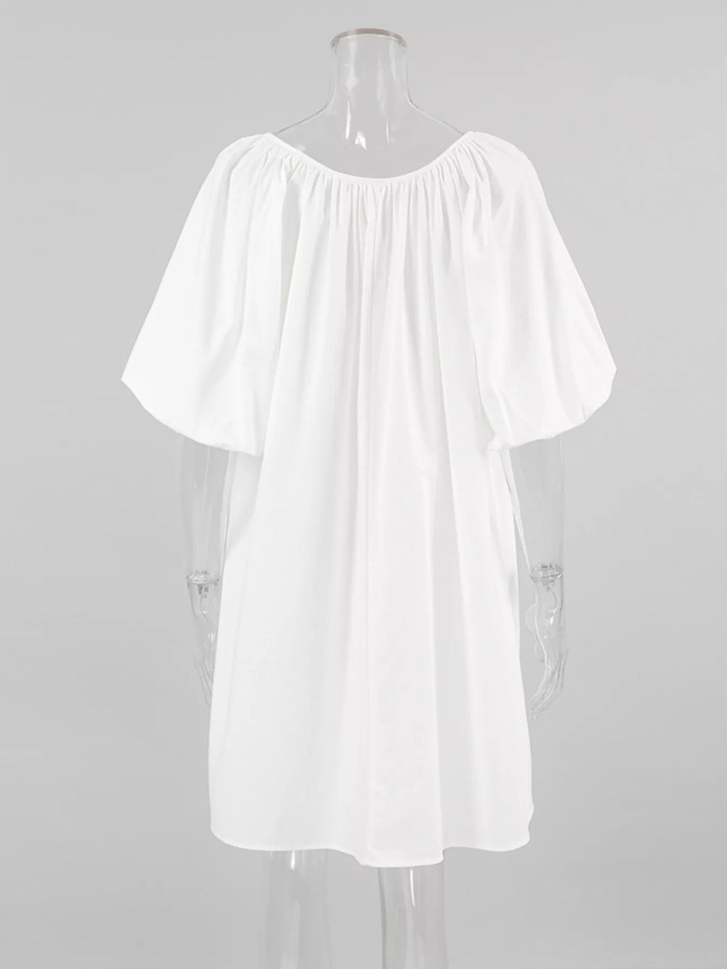 Tie Neck Puff Sleeve Lounge Dress