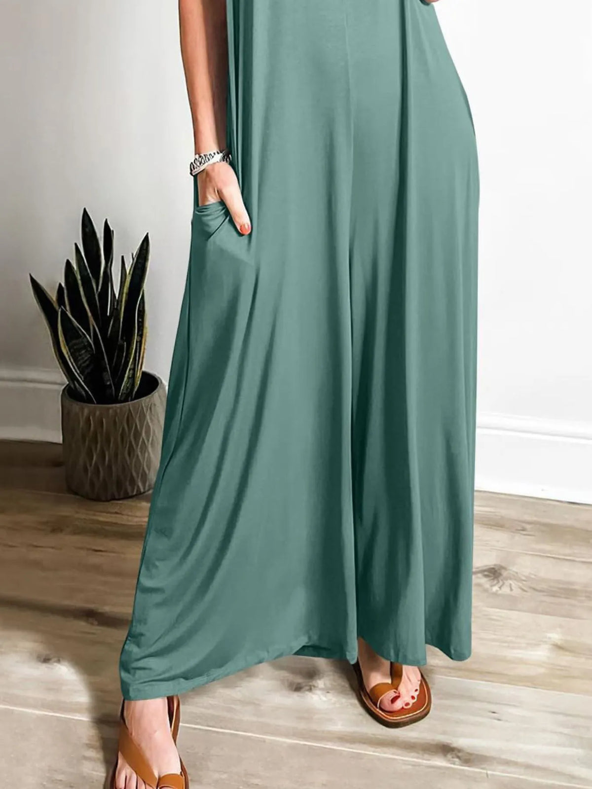 Sleeveless V-Neck Jumpsuit with Pockets