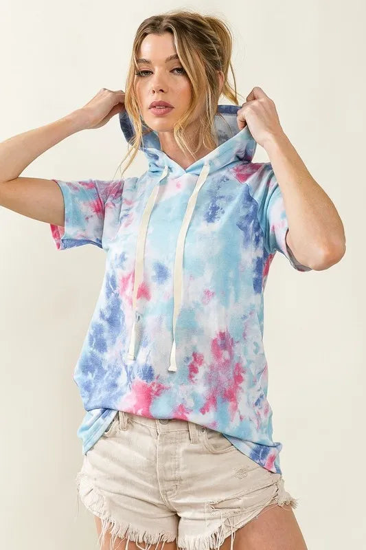 BiBi Tie Dye Terry Hoodie with Drawstring