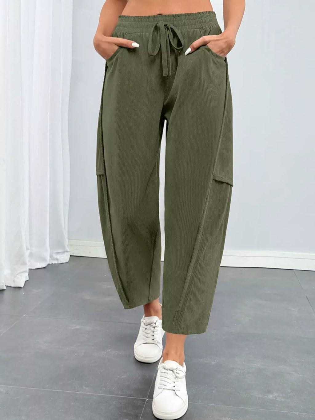 Drawstring Corduroy Pants
