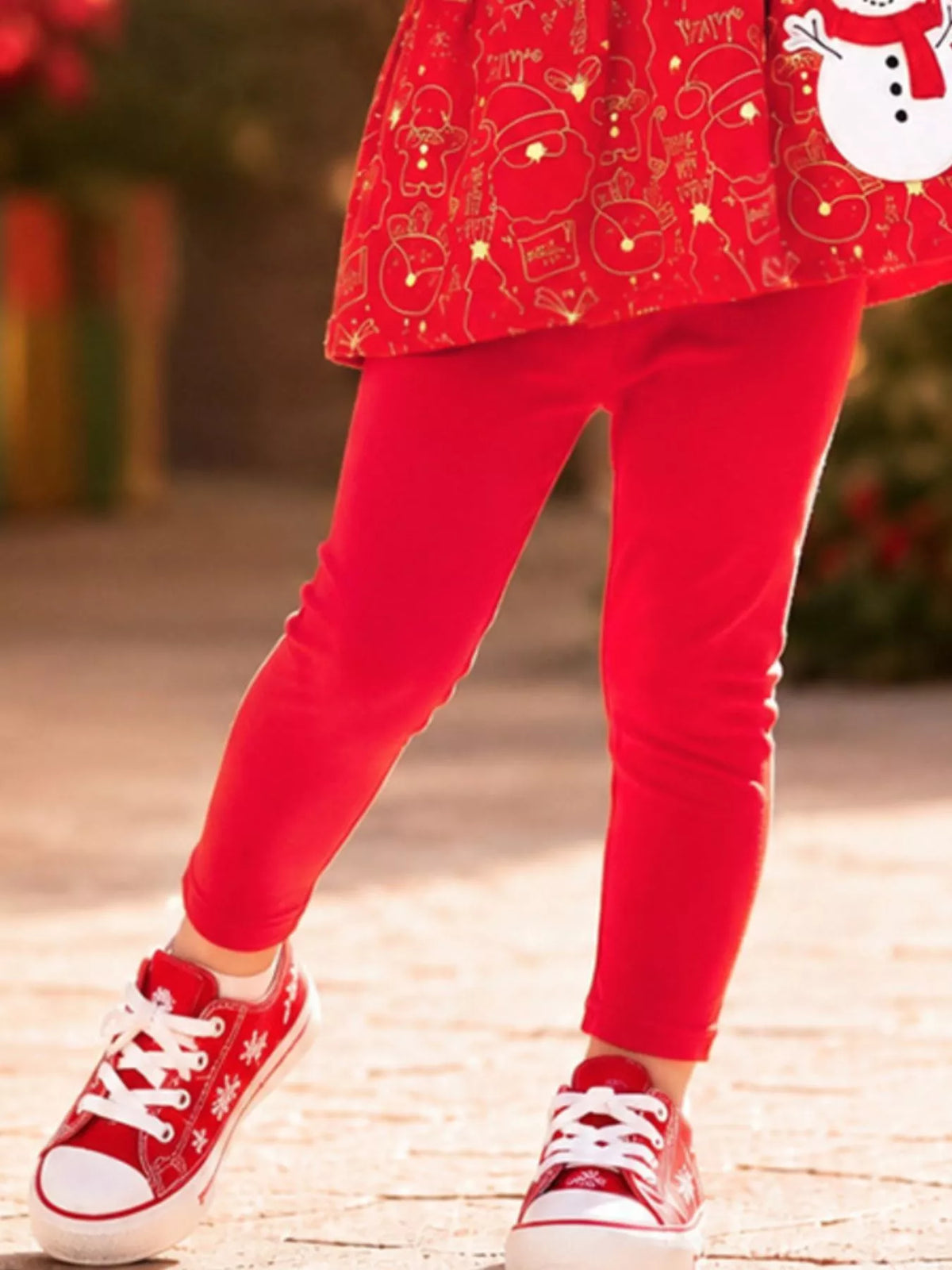 Children's Snowman Applique Peplum Top and Leggings Set