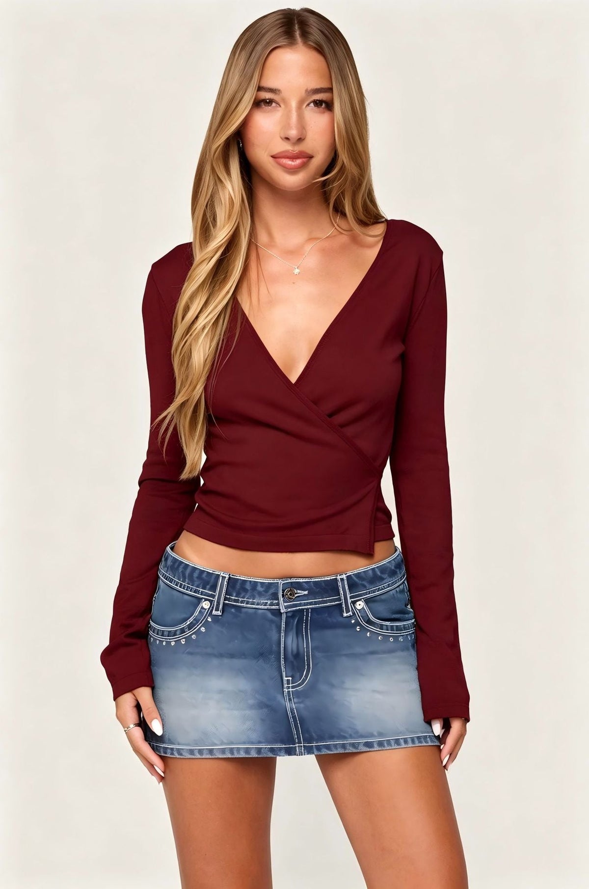 Women's V-neck Slim-fit Versatile Fashion Top