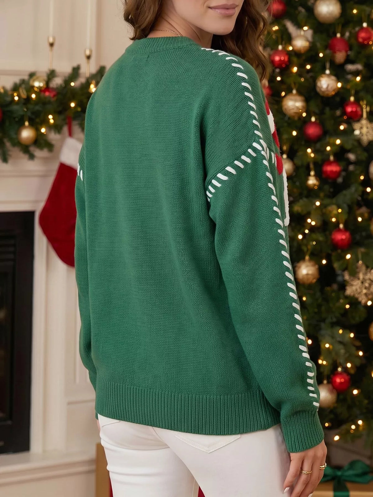 Santa Baby Towel Embroidery Christmas Slogan Pullover Sweater