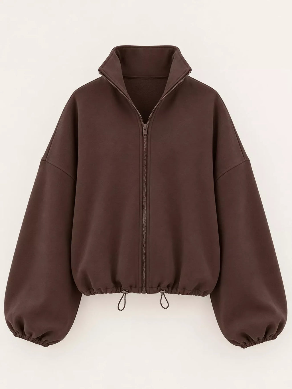 Drawstring Hem Zip Up Jacket
