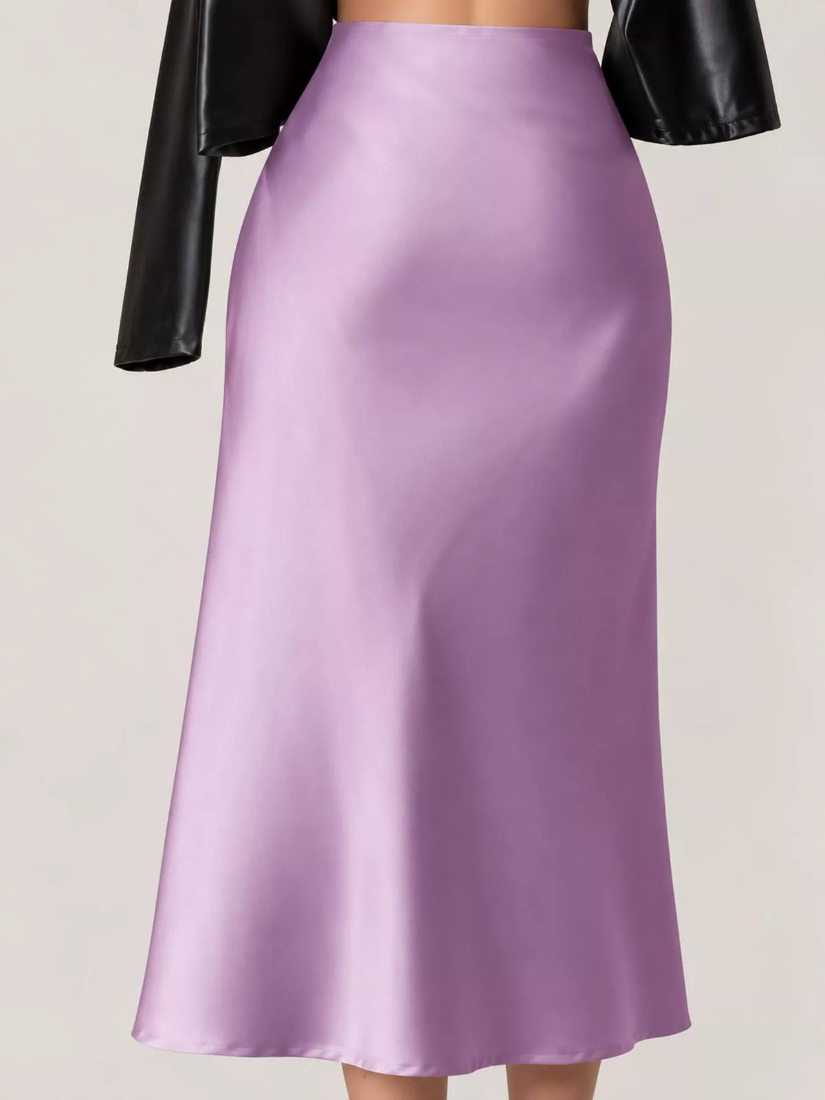 High-Waisted Satin Midi Skirt
