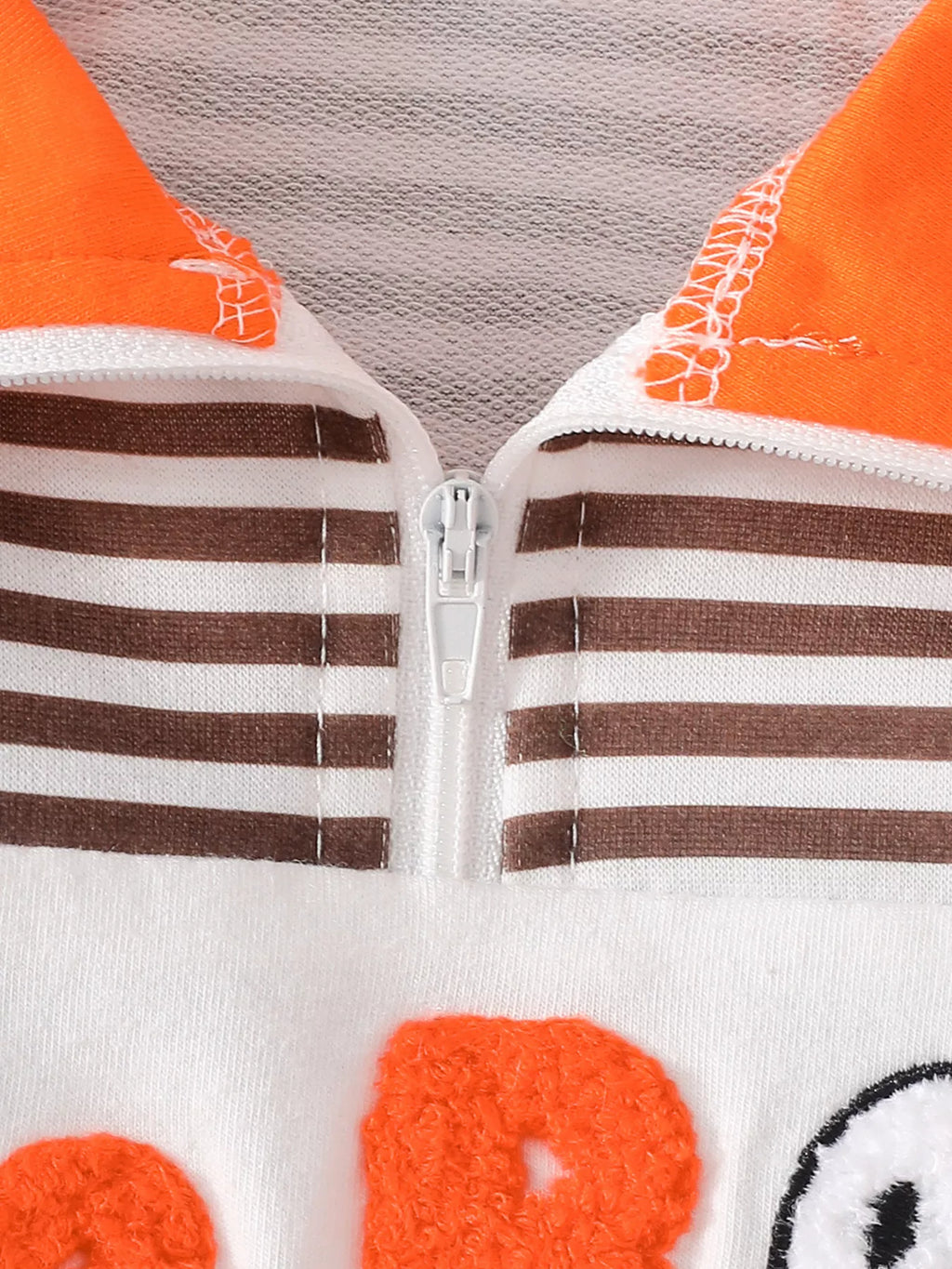 Children's Little Boo Halloween Striped Quarter-Zip Sweatshirt
