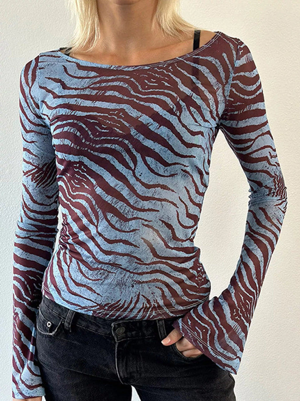 Printed Long Sleeve Slim Fit T-Shirt
