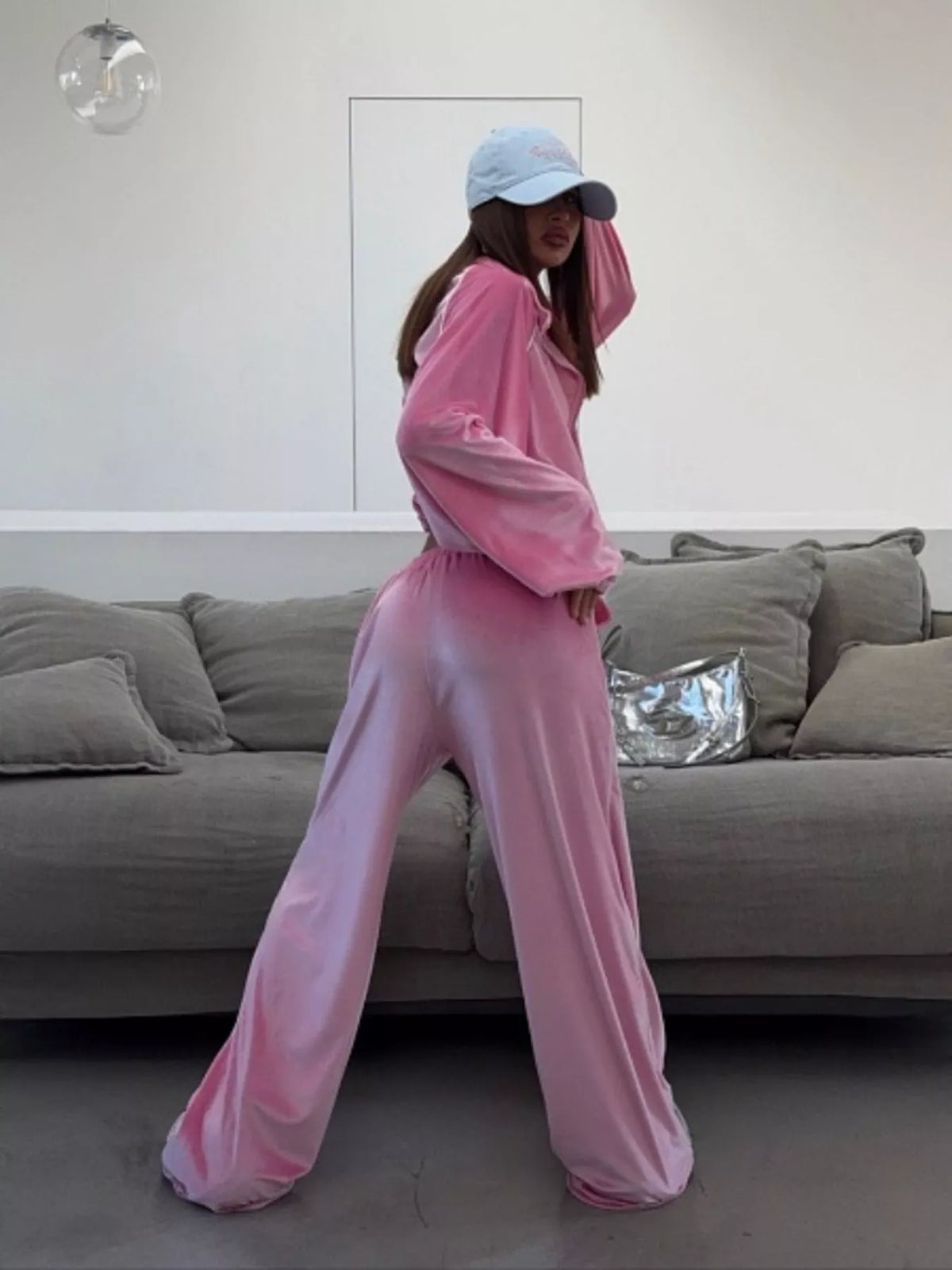 Zip Up Long Sleeve Top and Pants Set