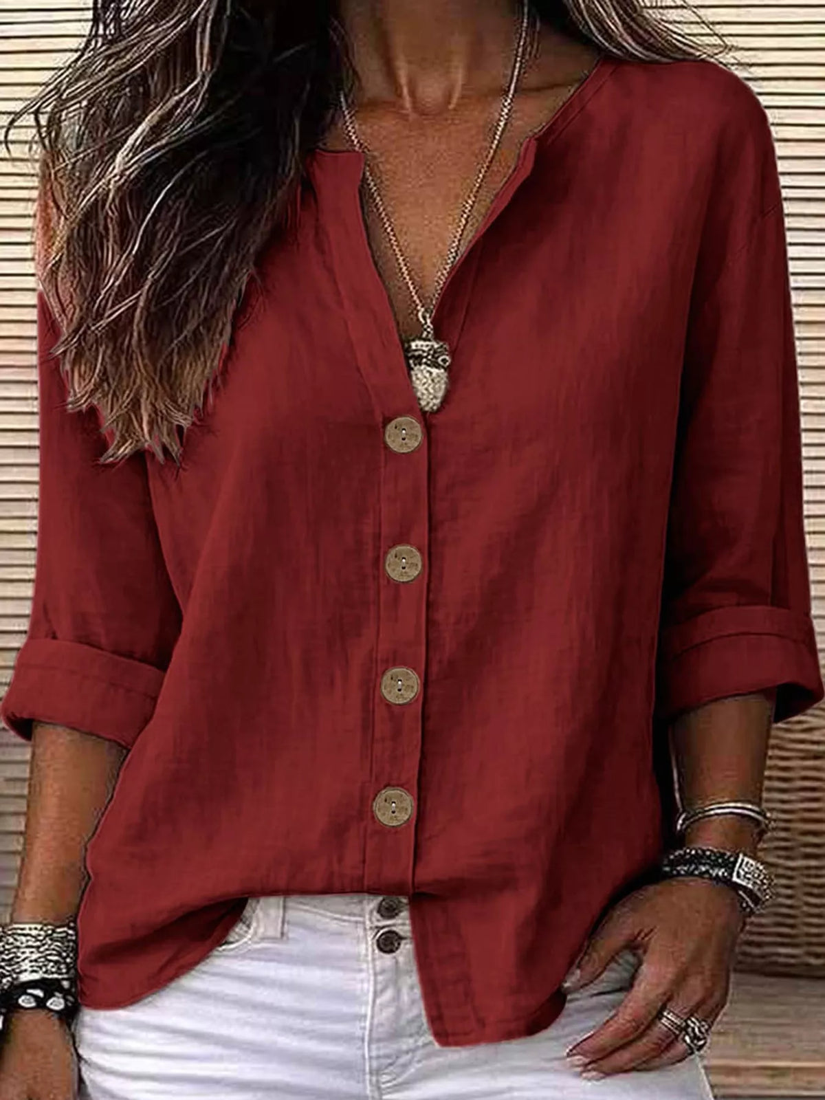 Notched Button Down Shirt