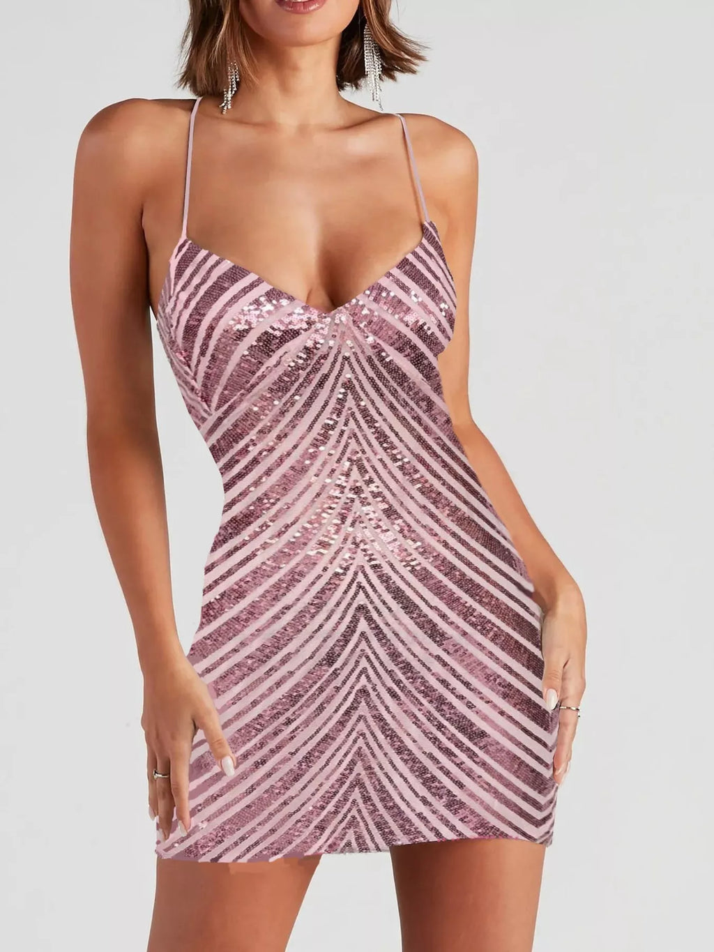 Sleeveless Sequin Embellished Bodycon Mini Cami Dress