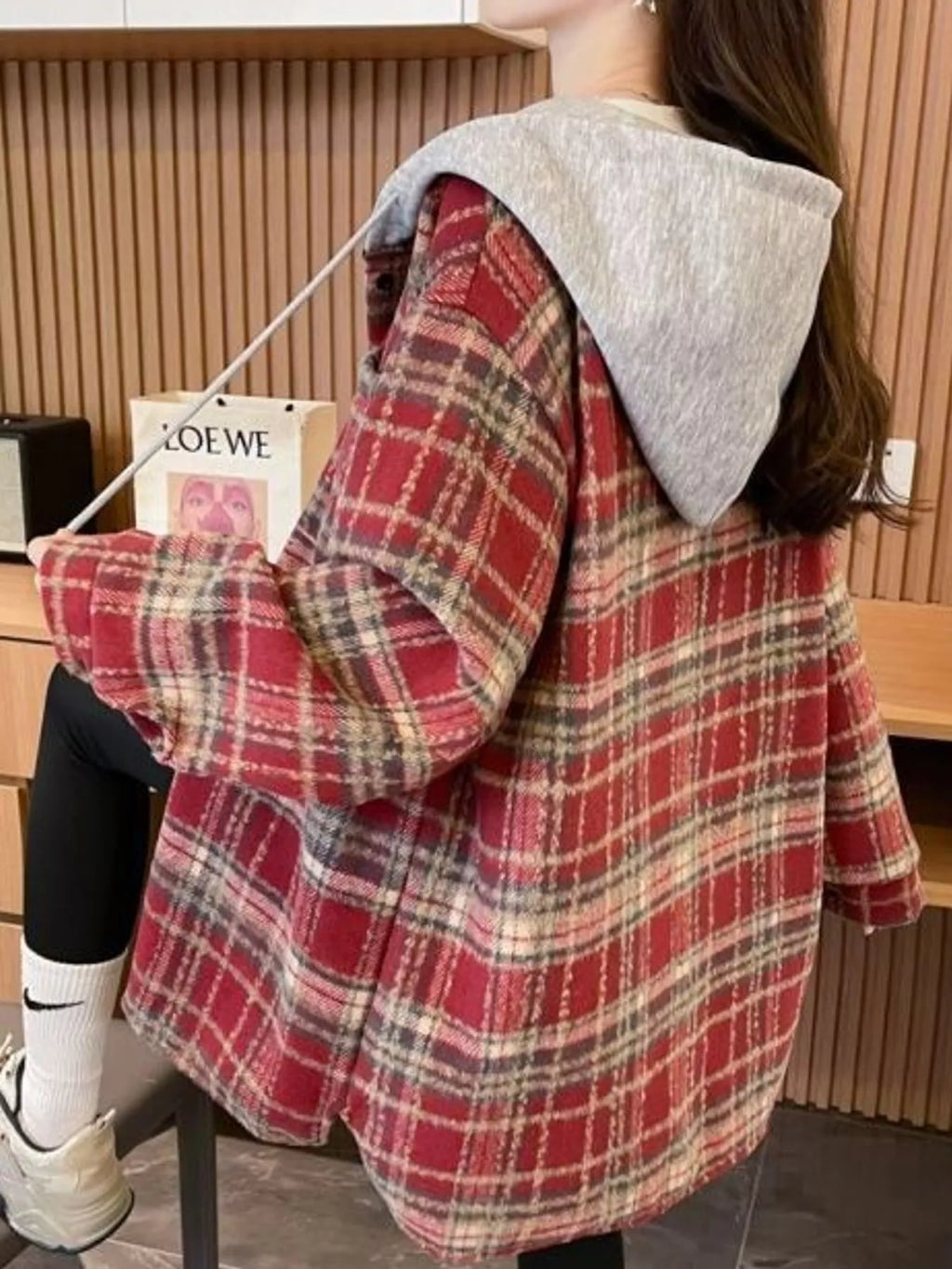 Plaid Button Up Hooded Shacket