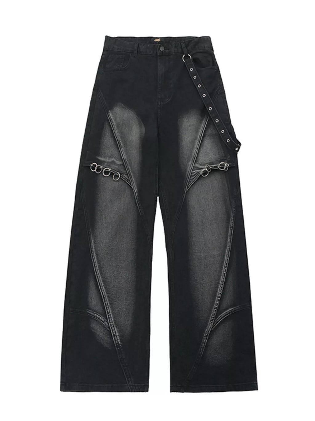 Men's Full Size Wide-Leg Denim Jeans with Metal Ring Plus Size