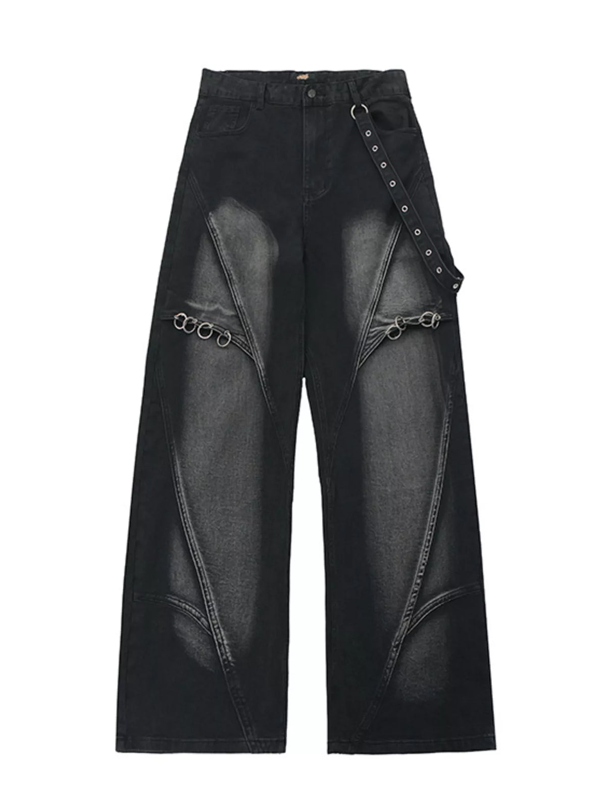 Men's Full Size Wide-Leg Denim Jeans with Metal Ring Plus Size