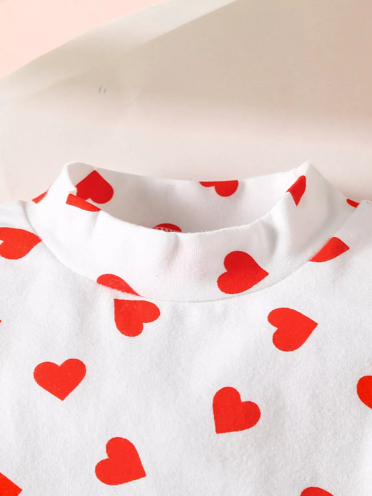 Children's Heart Print Top and Suspender Pants Set